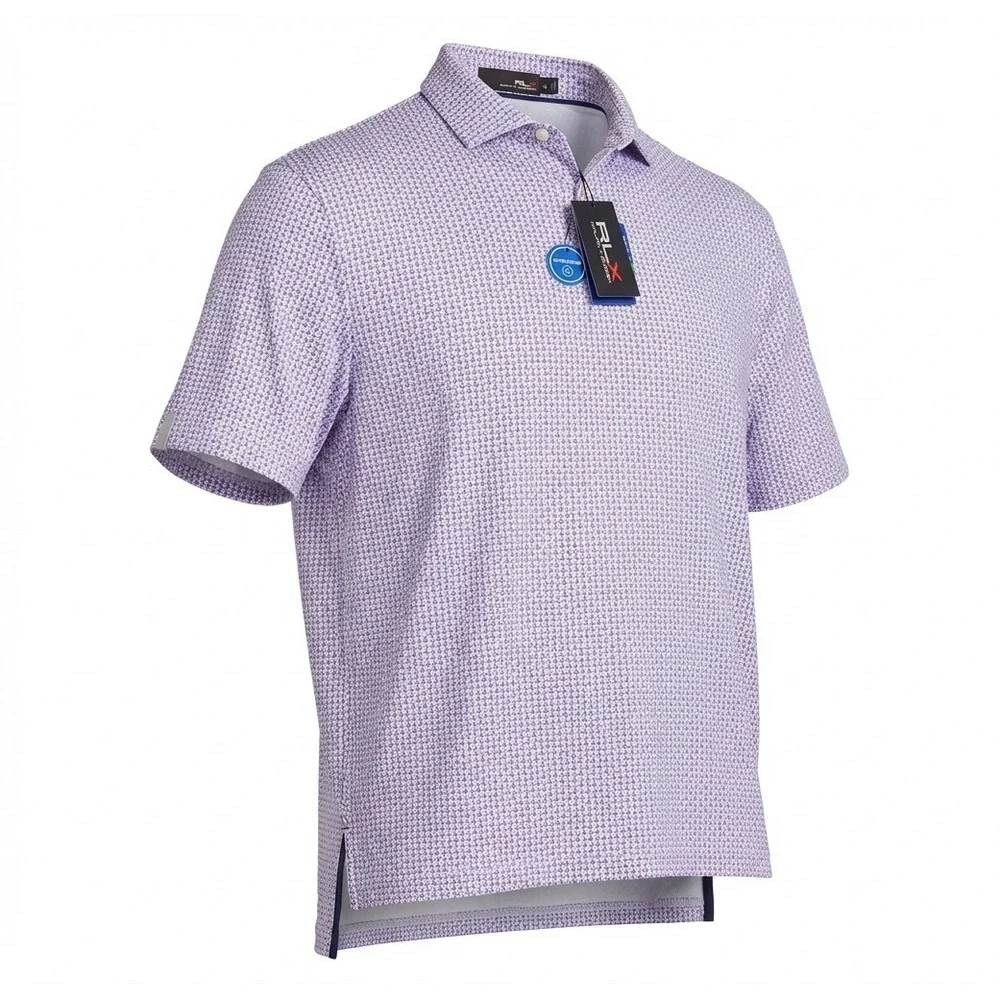 RLX Ralph Lauren Golf Polo Shirt Large NWT Purple Micro Print Wicking Stretch